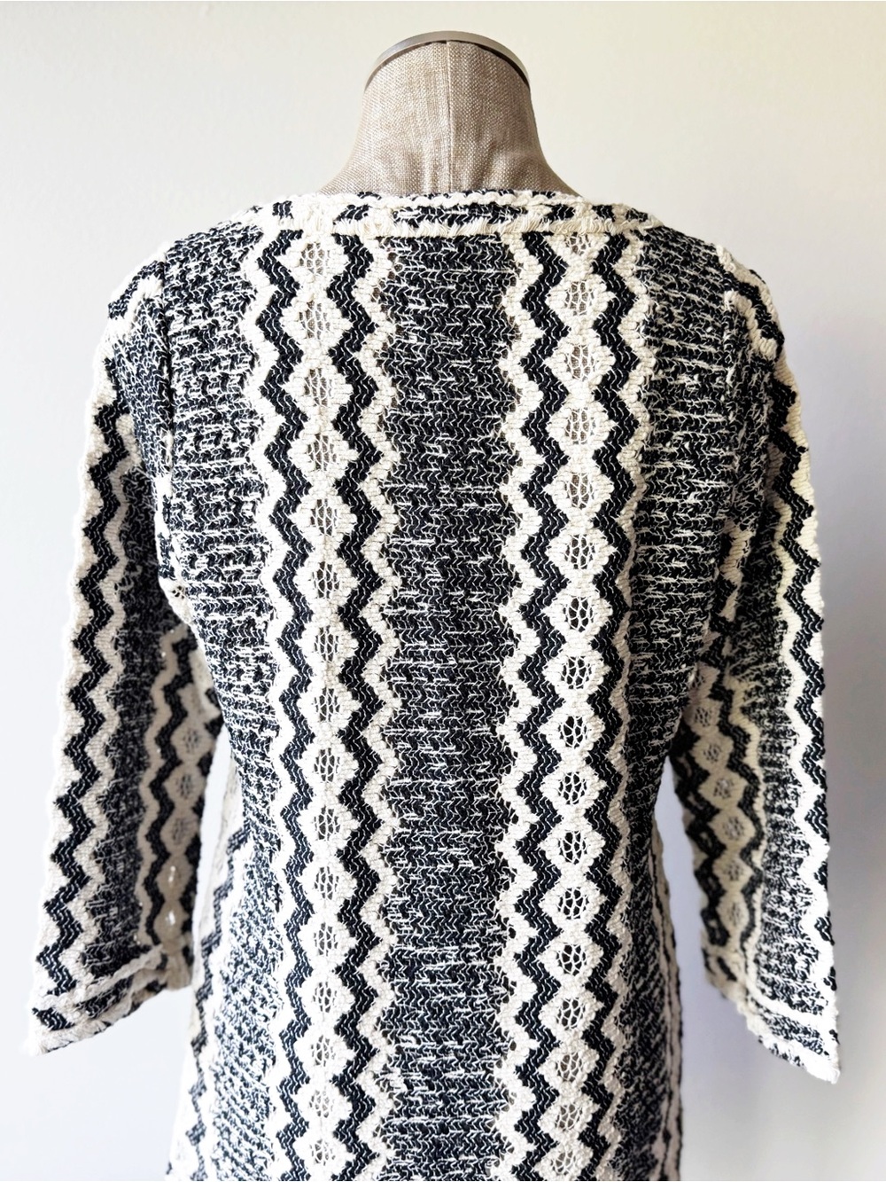 Calypso St. Barth Black and White Zigzag Crochet Minidress - Picture 9 of 16